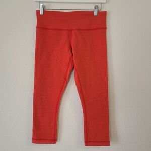 Lululemon Wunder Under Slope Stripe Crop Love Red Heathered Fiery Red Sz 6